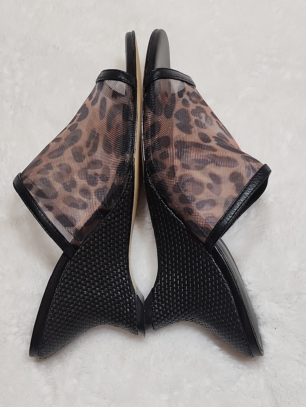 Anthropologie Maeve leopard print mesh mule wedge heels Size 7 - Picture 8 of 16